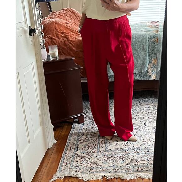 Vintage 90s High Waisted Dress Pants Cherry Red - Picture 1 of 8